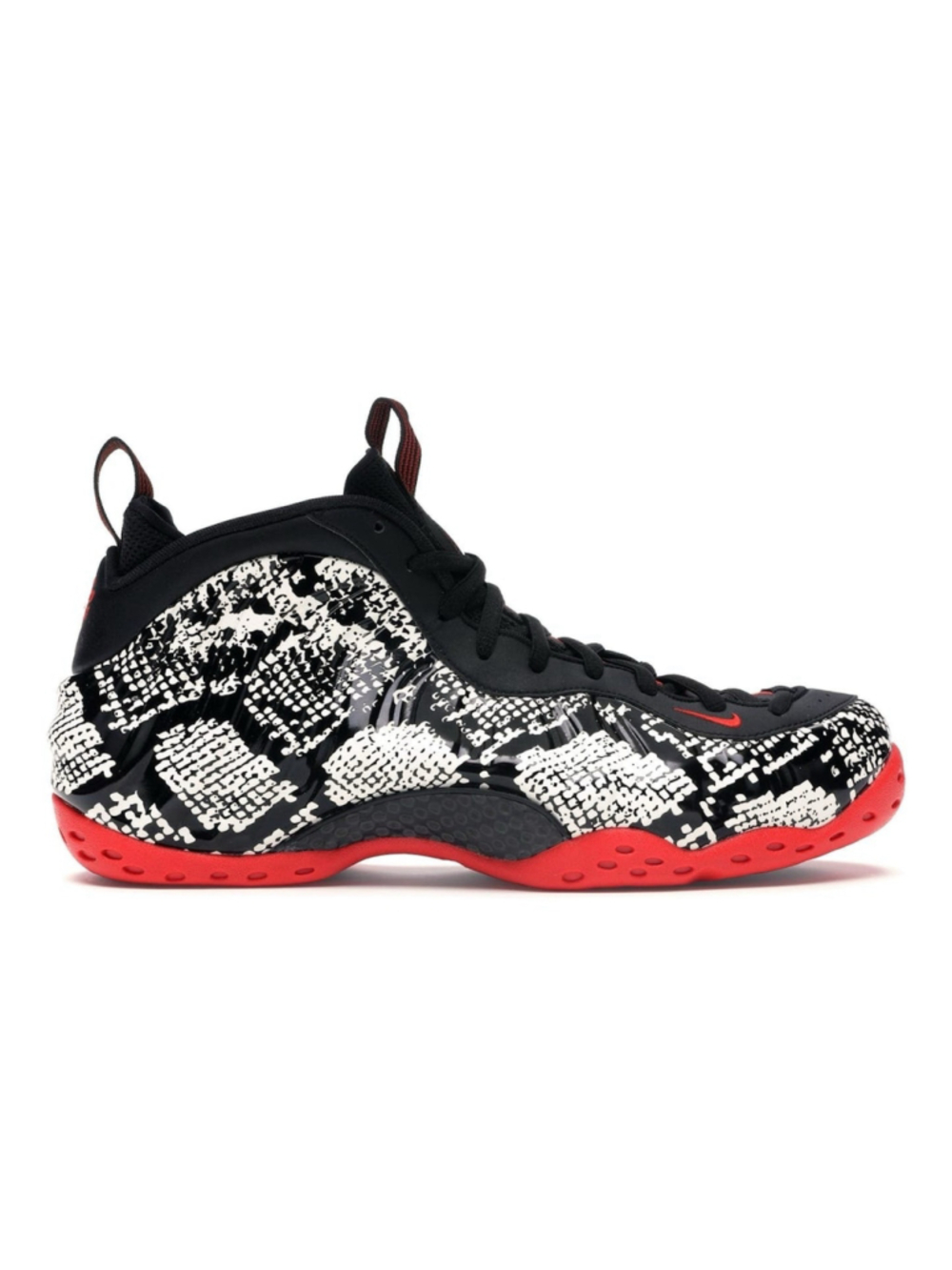 Nike Air Foamposite One Snakeskin Black White Red High Top Sneakers Men 10 EUC
